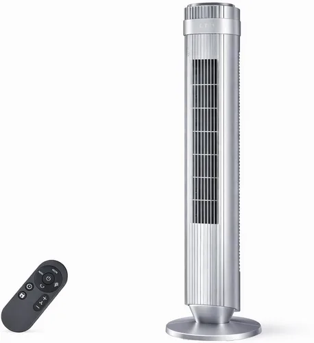 Miniatura 9 de Ventilador de torre para dormitorio, ventilador oscilante sin aspas con control remoto, 5 velocidades, 4 modos, ventilador silencioso de 28 dB, alta
