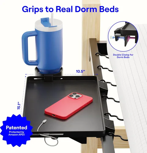 Miniatura 2 de BedShelfie - Estante de cabecera para dormitorio con litera y litera superior, elementos esenciales para dormitorio universitario, organizador