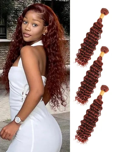Miniatura 37 de P4/27 Cabello Humano Solitario de Onda Profunda con Reflejos Rubios Miel, 12A 100% Tejido Brasileño Virgen Ondulado Grueso con Mechas Ombre Marrón