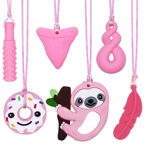 Miniatura 9 de Collares masticables para niños sensoriales, 6 unidades, collares masticables juguetes sensoriales para niños y niñas con autismo, TDAH, ansiedad