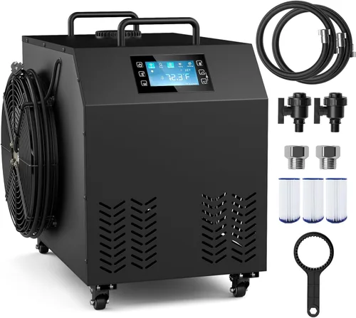 Enfriador de inmersión en frío de 1 HP, sistema de filtración mejorado de purificación de 4 capas, enfriador de baño de hielo y calentador para