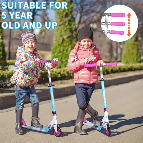 Miniatura 7 de Kick Scooter - Scooter portátil plegable para niños, diseño plegable ligero con alta visibilidad RGB iluminado LED en ruedas RGB colorido