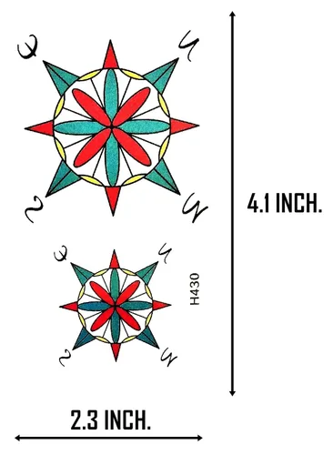 Miniatura 2 de ONCEX - Mini 3 hojas de brújula de mapa del mundo, tatuajes impermeables, tatuajes falsos para el cuerpo, brazo, pecho, hombro, tatuajes