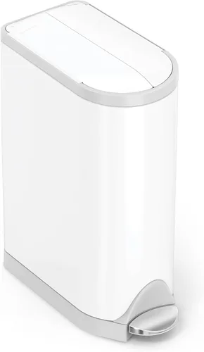 Miniatura 10 de Simplehuman - Cubo de basura para baño con tapa abatible de 10 litros / 2.6 galones, acero inoxidable cepillado con borde negro