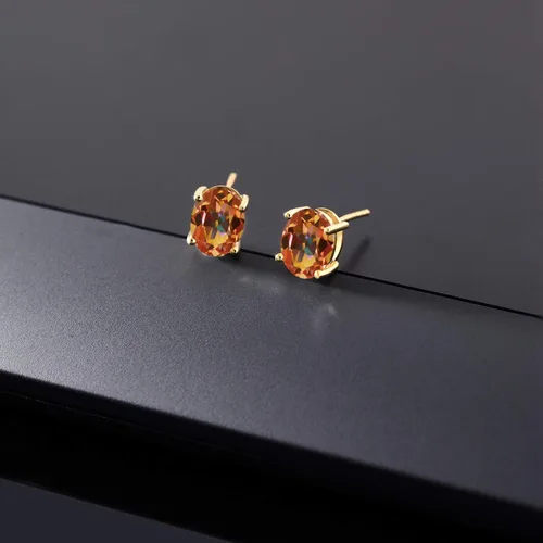 Miniatura 53 de Gem Stone King Aretes de oro de 14 quilates con piedra natal ovalada de 0.315 x 0.236 in Aretes de oro para mujer