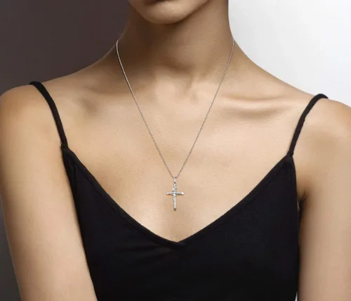 Miniatura 4 de Miabella Rhodium Plated 925 Sterling Silver Small or Large Crucifix Cross Necklace for Men Women Cross Pendant with Rope Chain Made in Italy