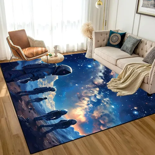 Miniatura 13 de Alfombra de galaxia de 2 x 3 pies, alfombra espacial para niños y niñas, dormitorio, sala de estar, océano, transbordador, barco, alfombra de noche