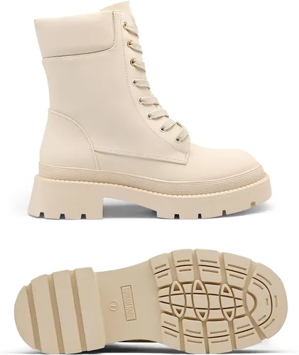 Miniatura 4 de DREAM PAIRS Botas Chelsea de combate con plataforma para mujer con suela de lengüeta botines