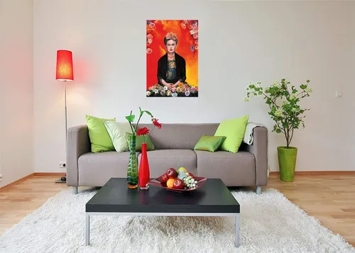 Miniatura 2 de New York Art Publishing Frida Kahlo Póster (pintura) impreso en papel, 24x36 pulgadas, meditación con flores, envío desde los Estados Unidos