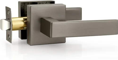 Miniatura 46 de Probrico Paquete de 4 manijas de puerta simuladas en negro mate, manijas interiores que no giran, manijas reversibles resistentes para interiores
