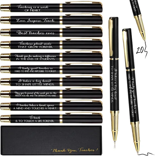 Seajan Juego de 20 bolígrafos de regalo de fin de año escolar con cajas de agradecimiento, regalos inspiradores para profesores, bolígrafos de tinta