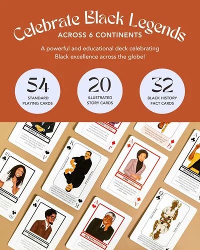 Miniatura 3 de Kulture Games Playing Cards: Black Legends - Juego de cartas de trivia de leyendas para familia y adultos - Historia negra inspiradora
