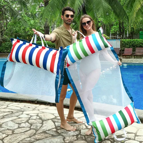 Miniatura 4 de FindUWill Hamaca flotante de tela para piscina, XL, paquete de 2 flotadores inflables multiusos para hamacas de agua