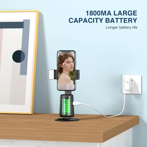 Miniatura 8 de Trípode de seguimiento facial automático giratorio de 360°, soporte para fotos y video, sin aplicación, soporte para cámara con control remoto