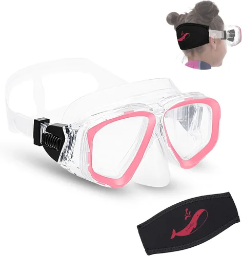 Miniatura 9 de OMGear Gafas de natación de silicona para niños, equipo de esnórquel para niños, gafas de esnórquel de vidrio templado con cubierta para la nariz