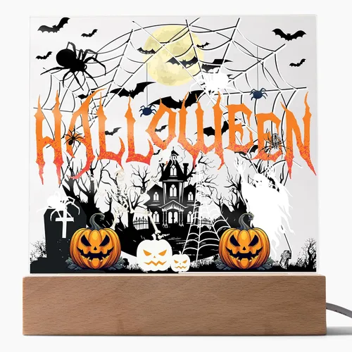 Lámpara de Halloween espeluznante con decoración de luz nocturna con temática de araña y esqueleto, escena de castillo fantasma para una experiencia