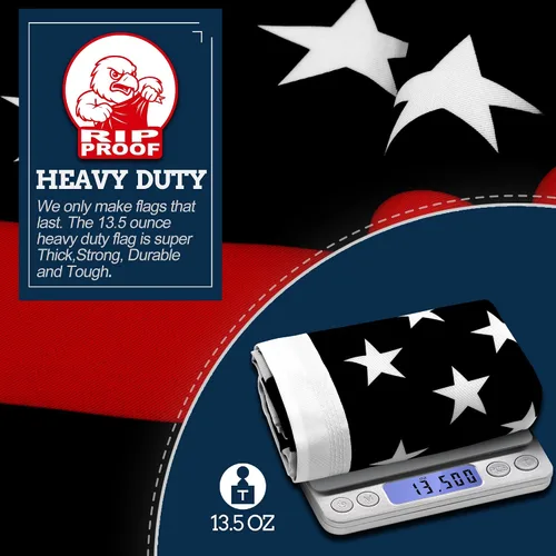 Miniatura 3 de Anley Bandera nacional de Estados Unidos de doble cara a prueba de rasgaduras de 3 capas de línea roja fina, 3 x 5 pies, color vivo, cabecera