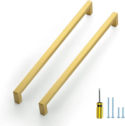 Miniatura 22 de Ravinte Paquete de 5 tiradores dorados de latón brusehed de 3 pulgadas para gabinetes de cocina, herrajes de cocina cuadrados dorados para gabinete