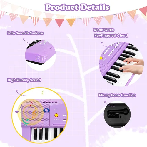 Miniatura 6 de Juguete de Piano para Niños Teclado de Piano Juguete para Niñas y Niños de 3 4 5 6 7 8 Años Principiantes Teclados Eléctricos con Micrófono Juguetes