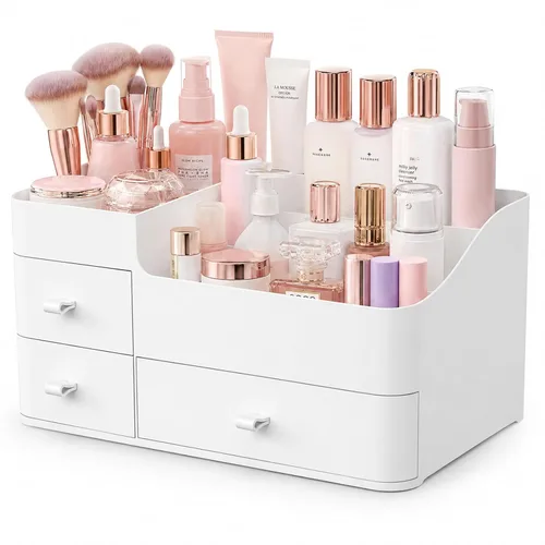Miniatura 12 de Organizador de perfume de colonia con cajones, almacenamiento de perfumes grandes para encimera, soporte de perfume para colonia, desodorante