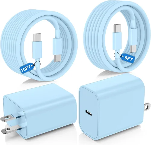 Cargador súper rápido tipo C de 45 W para Samsung Galaxy S25/S24/S23 Ultra, cargador de teléfono USB C Android con cables tipo C de 6 pies/10 pies