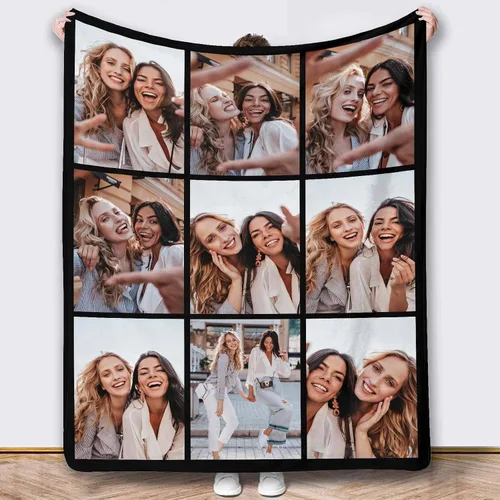 Miniatura 25 de Mantas de fotos, 5 fotos, mantas y mantas personalizadas, manta de fotos personalizada, regalos para familiares, amigos, hombres, mujeres y niños