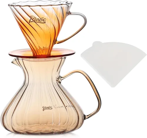 Miniatura 11 de Bincoo Juego de cafetera para verter con gotero tamaño 0.1 fl oz, juego de servidor de café de vidrio cónico de 60 ángulos con soporte y papel