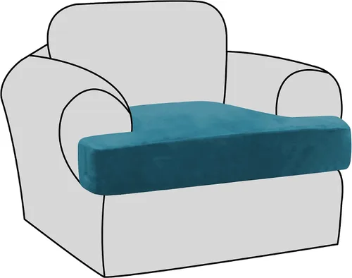 Miniatura 20 de H.VERSAILTEX Fundas de terciopelo elástico para silla con cojín en forma de T para sala de estar, funda de sofá, funda de asiento con cojín