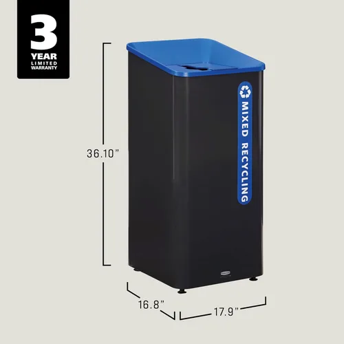 Miniatura 8 de Rubbermaid Commercial Products Sustain - Contenedor decorativo de 15 galones, negro/verde, interior para edificios de oficinas, patios de comida