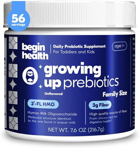 Miniatura 12 de Begin Health Growing Up® Prebióticos para niños 28 paquetes Suavizantes de heces en polvo soluble en prebióticos y suplemento digestivo