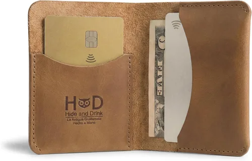 Miniatura 12 de Hide & Drink, Tarjetero plegable hecho a mano de cuero de grano completo, almacenamiento de tarjetas de crédito, organizador de dinero, caja