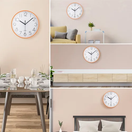 Miniatura 6 de Topkey Reloj de pared redondo silencioso de 9 pulgadas, números arábigos, fácil de leer, para sala de estar, dormitorio, escuela y guardería