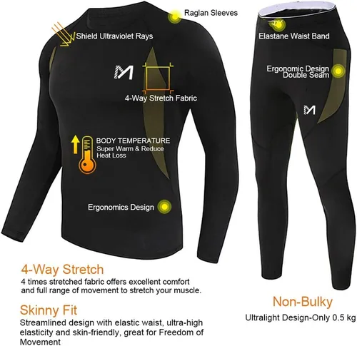 Miniatura 2 de MEETYOO Ropa interior térmica para hombre, equipo de invierno, largo, capa base, conjunto superior e inferior para esquiar y correr