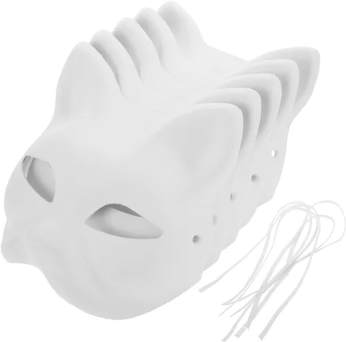 SUPVOX Juego de 5 máscaras en blanco para pintura facial, máscaras de papel ecológicas para fiestas de niños, Halloween y cosplay