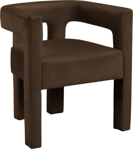 Meridian Furniture 889Brown-C Colección Athena Moderna | Silla de comedor contemporánea tapizada en terciopelo con terciopelo marrón suave, 25" An x