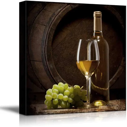 Miniatura 15 de wall26 - Lienzo decorativo cuadrado para pared, copas de vino con botella de vino y uvas, impresión giclée, arte moderno para el hogar, listo