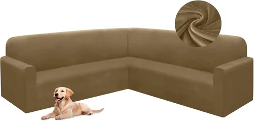 Miniatura 17 de HDCAXKJ Fundas de sofá seccional de esquina de terciopelo elástico en forma de L, juego de fundas deslizantes suaves y gruesas en forma de U