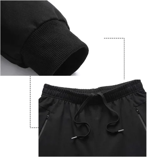 Miniatura 5 de DOSLAVIDA Conjunto de 2 piezas de chándal deportivo para hombre, de manga larga, con cremallera completa, con capucha