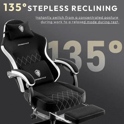 Miniatura 4 de Dowinx Silla para videojuegos, silla de computadora de tela transpirable con cojín de resorte de bolsillo, silla ergonómica de masaje con soporte