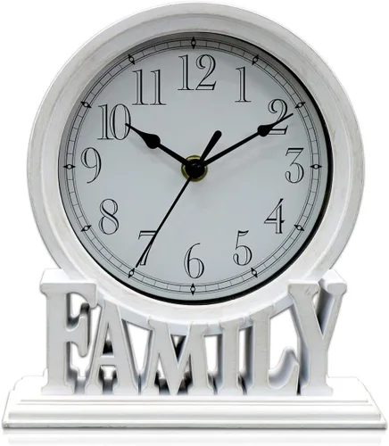 Reloj de sobremesa de 6.5 pulgadas, estilo vintage, sin tictac, funciona con pilas, con movimiento de cuarzo, vidrio HD para niños, dormitorio, sala