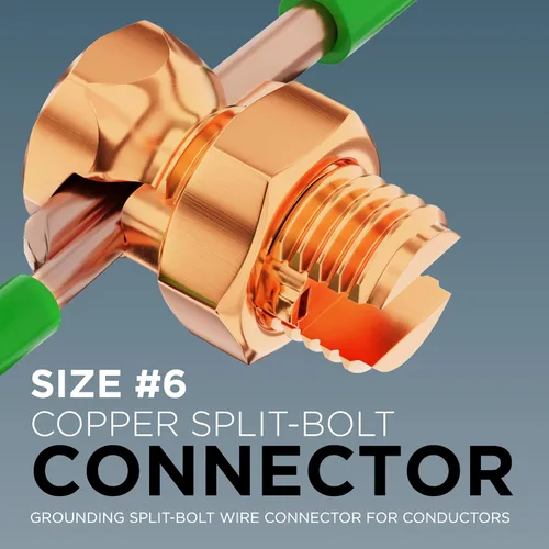 Miniatura 2 de THE CIMPLE CO Paquete de 4 conectores de perno dividido de cobre de tamaño #6 6 AWG, pernos partidos de conexión a tierra para conductores