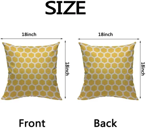 Miniatura 2 de HOSNYE Funda de cojín con diseño de panales de abeja, color amarillo y blanco, patrón abstracto de algodón y lino para sofá, cama, sofá, automóvil