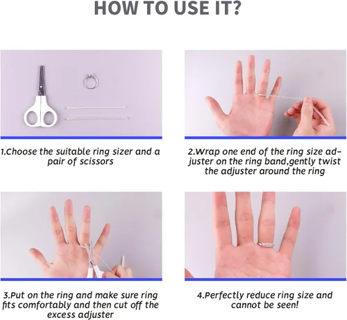 Miniatura 5 de Ajustador de Tamaño de Anillo para Anillos Sueltos, Paquete de 12-4 Tamaños, Protectores Invisibles Transparentes de Silicona, Clip Ajustador