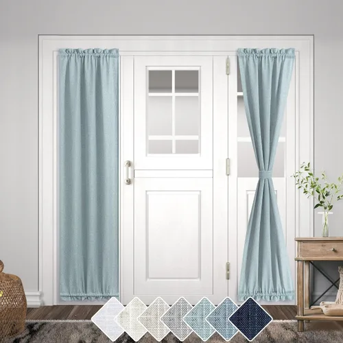Miniatura 18 de KOUFALL Cortinas de luz lateral para puerta de 72 pulgadas de largo para ventanas laterales, mezcla de lino, protección de privacidad, filtrado