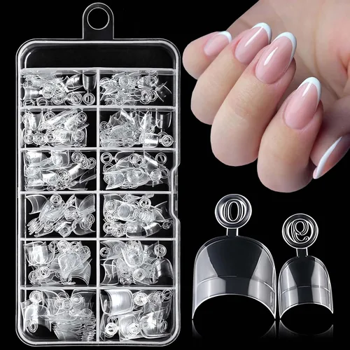 Miniatura 17 de 240 puntas de uñas de gel extra cortas, uñas postizas de almendra, uñas postizas transparentes, uñas cortas XS de almendra, puntas de uñas