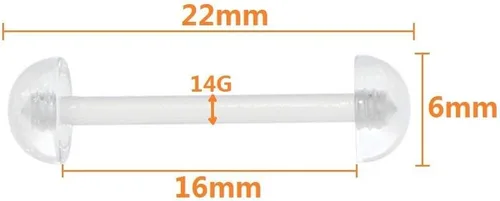 Miniatura 2 de Oasis Plus Piercing de media bola para pezón, 10 unidades, 14G, transparente, flexible, para pezón, 0.236 in, media bola, Plástico