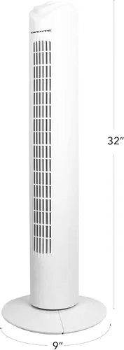 Miniatura 9 de OVENTE Ventilador de torre de 32 pulgadas para dormitorio, ventilador de soporte portátil con oscilación de 90°, velocidad ajustable, ventilador