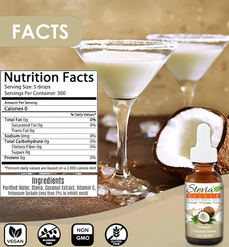 Miniatura 2 de Stevia Drops Coconut, Plain Natural, & Dark Chocolate Stevia Select Keto Coffee Sugar-Free Stevia Flavors Bundle (3) Pack