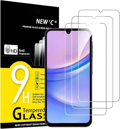Miniatura 11 de NEW'C Paquete de 3 protectores de pantalla de vidrio templado diseñados para Samsung Galaxy A12, Galaxy A02s, resistente a los arañazos, sin