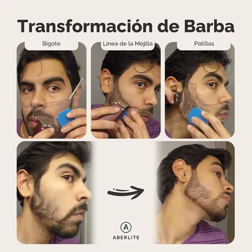 Miniatura 4 de Aberlite ClearShaper 3.0 - Kit moldeador de barba con dos lápices de barbero - Herramienta de moldeado premium - 100% transparente Muchos estilos